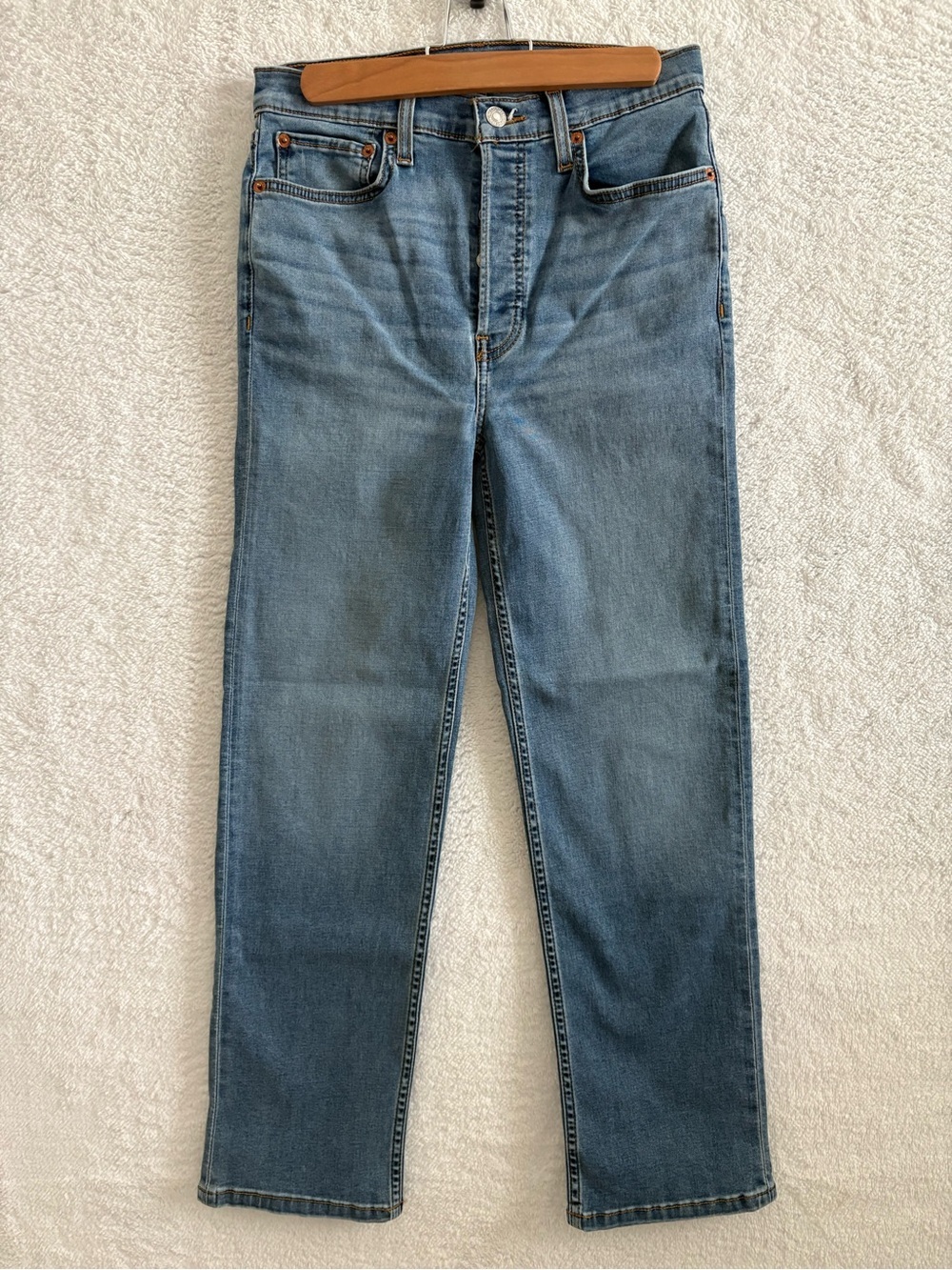 RE/DONE 70’s High Rise Stovepipe Comfort Stretch Button Fly Jeans Size 26